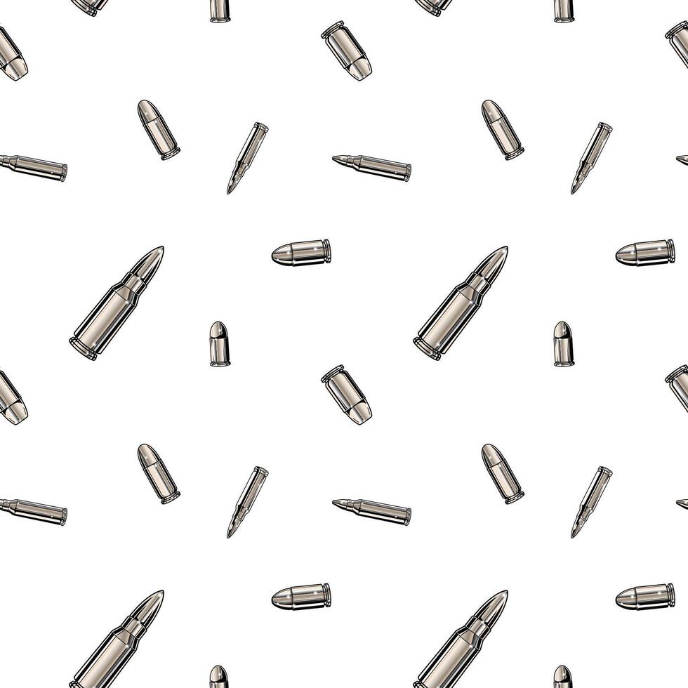 Metallic chrome bullets pattern. Seamless background design. vector