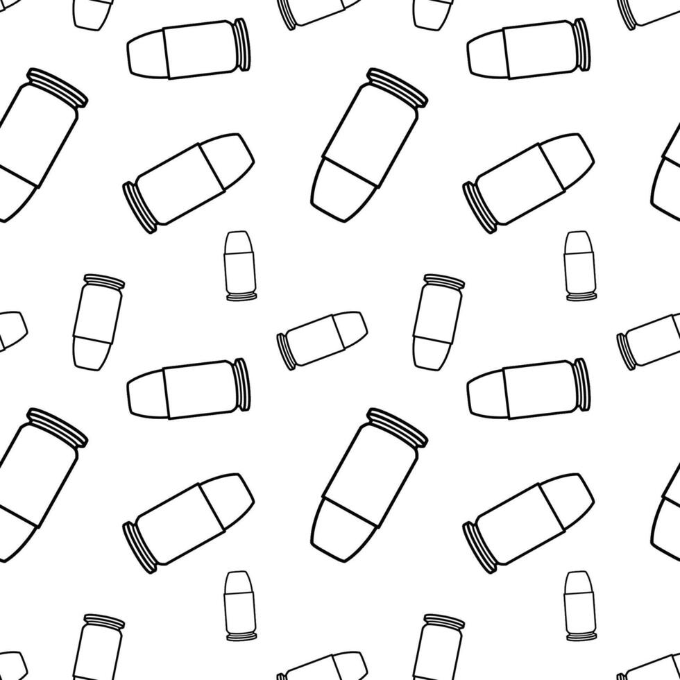 Line art bullets pattern. Black and white seamless background. vector