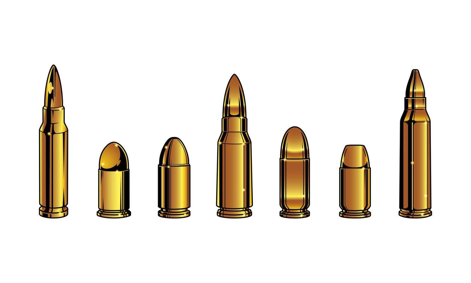 Set collections of retro metallic gold bullets. Clip art illustration vector