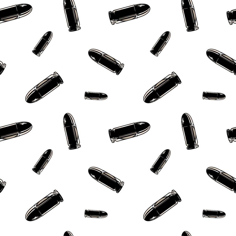 Metallic chrome bullets pattern. Repeated seamless background texture. vector