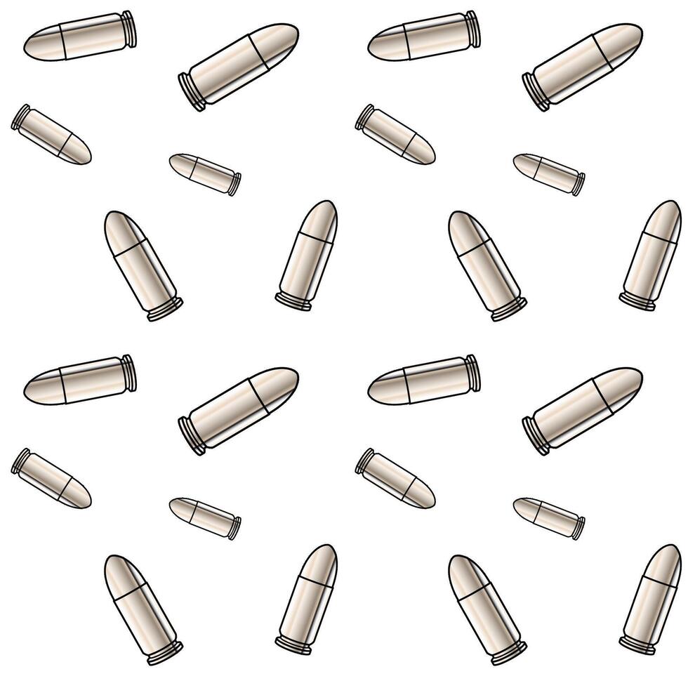 Metallic bullets illustration. Seamless pattern background for shooting or army concept. vector