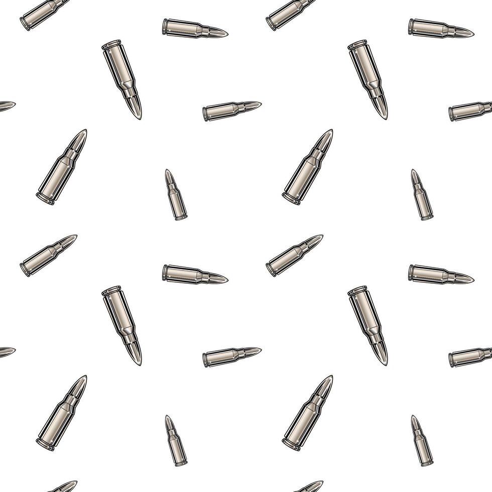 Metallic chrome bullets pattern. Seamless background design. vector