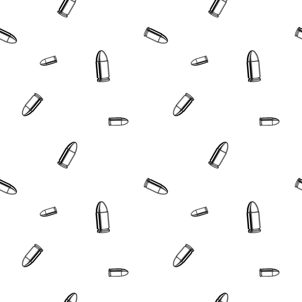 Repeated bullets ammo. Black and white seamless pattern background. vector