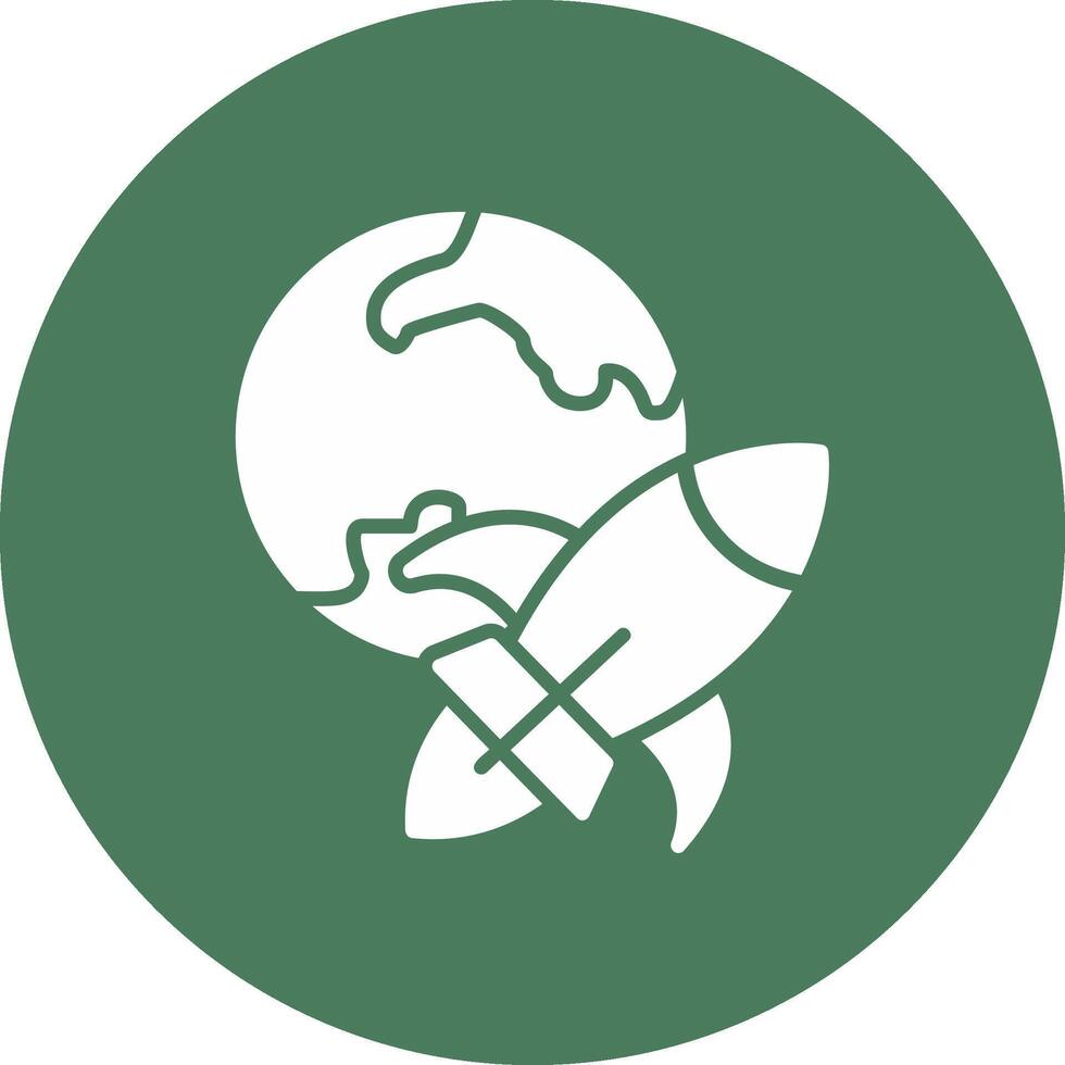 Rocket Ship Glyph Multi Circle Icon vector