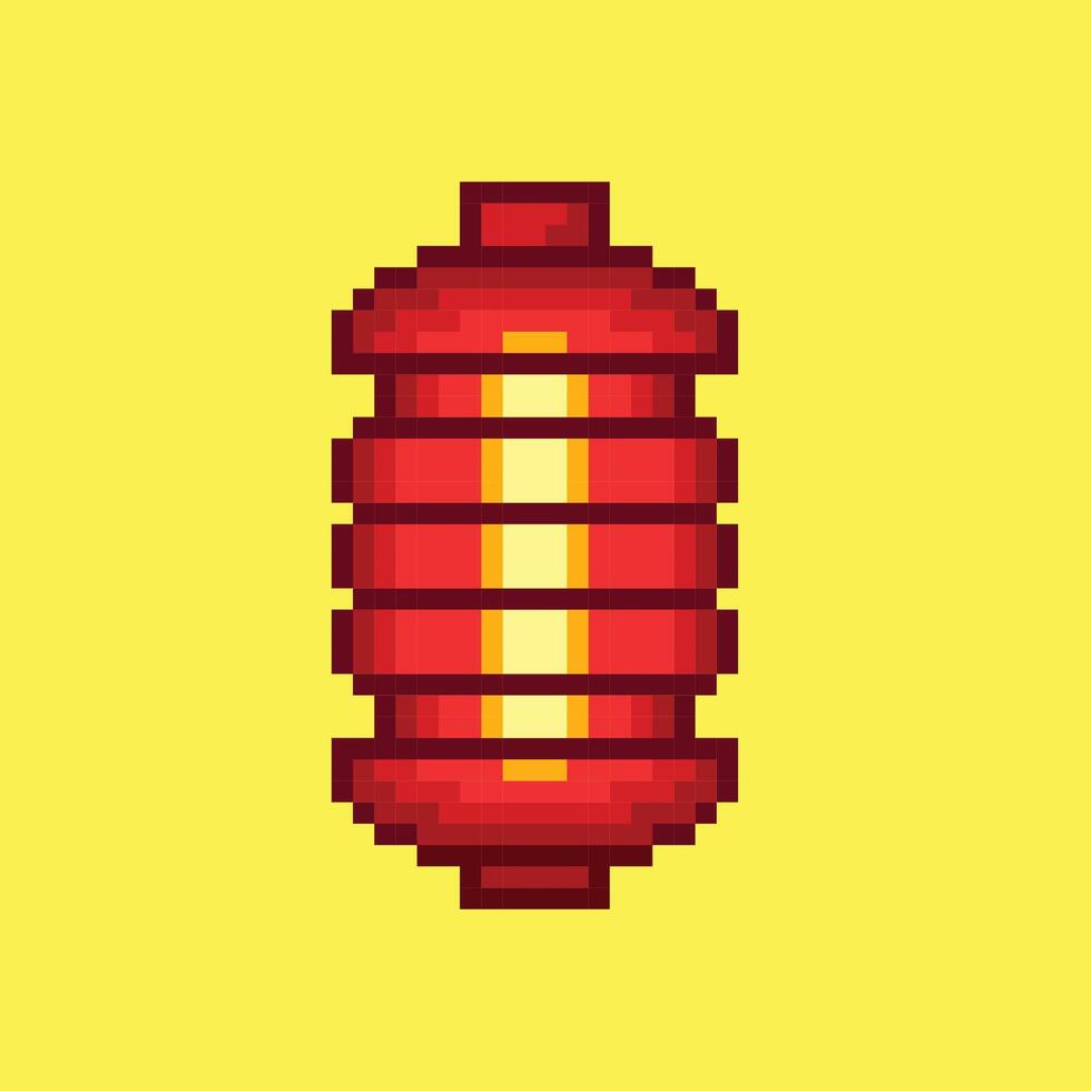 Japanese lantern in pixel art style vector
