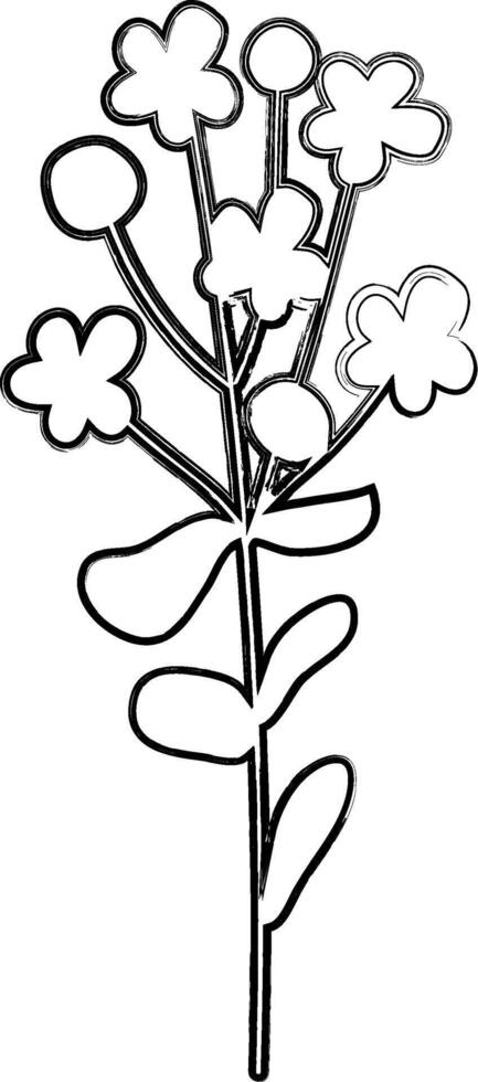 Flowers branch drawing summer design. vector