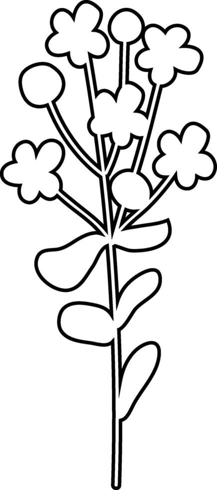 Flowers branch drawing summer design. vector