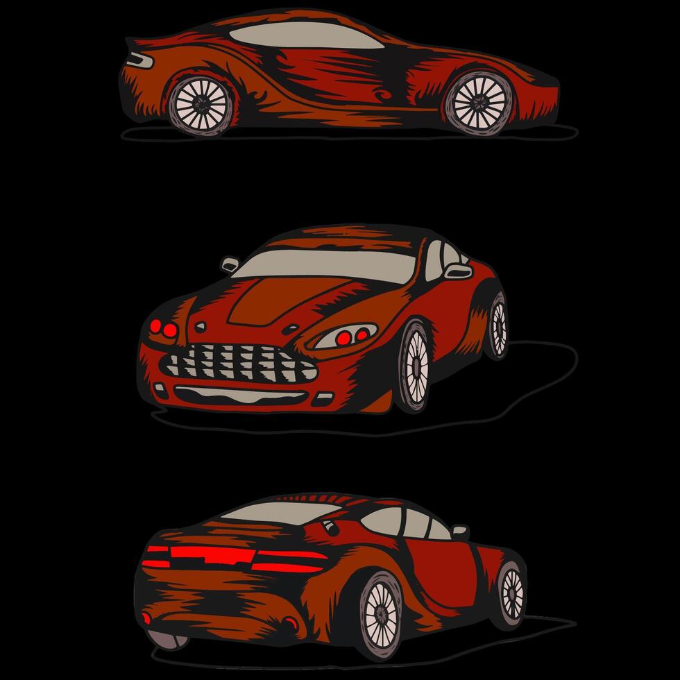 Red sport car ilustration digital modern vector