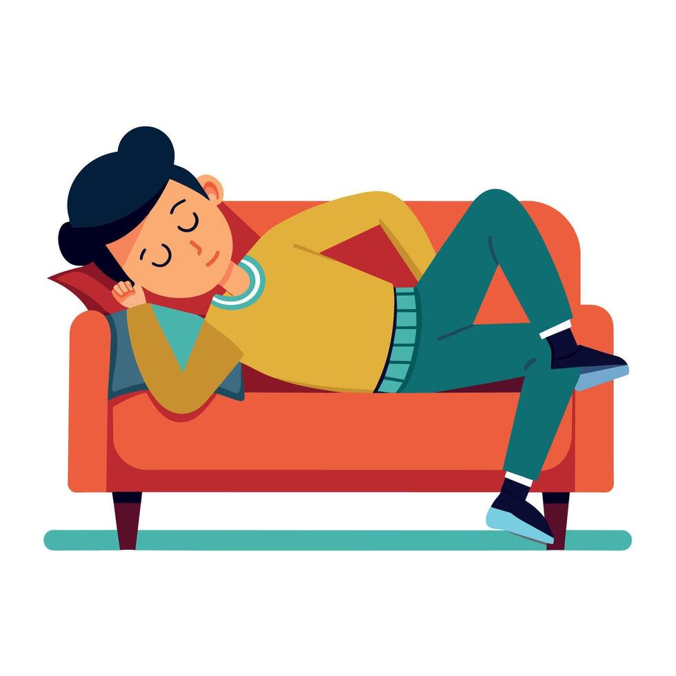 A man sleeping on sofa illustration vector