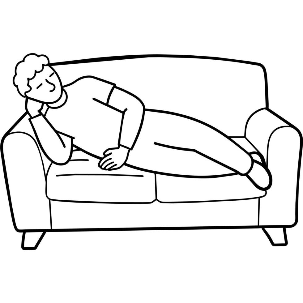 A man sleeping on sofa illustration vector