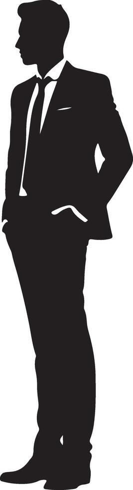 Business man standing pose silhouette vector