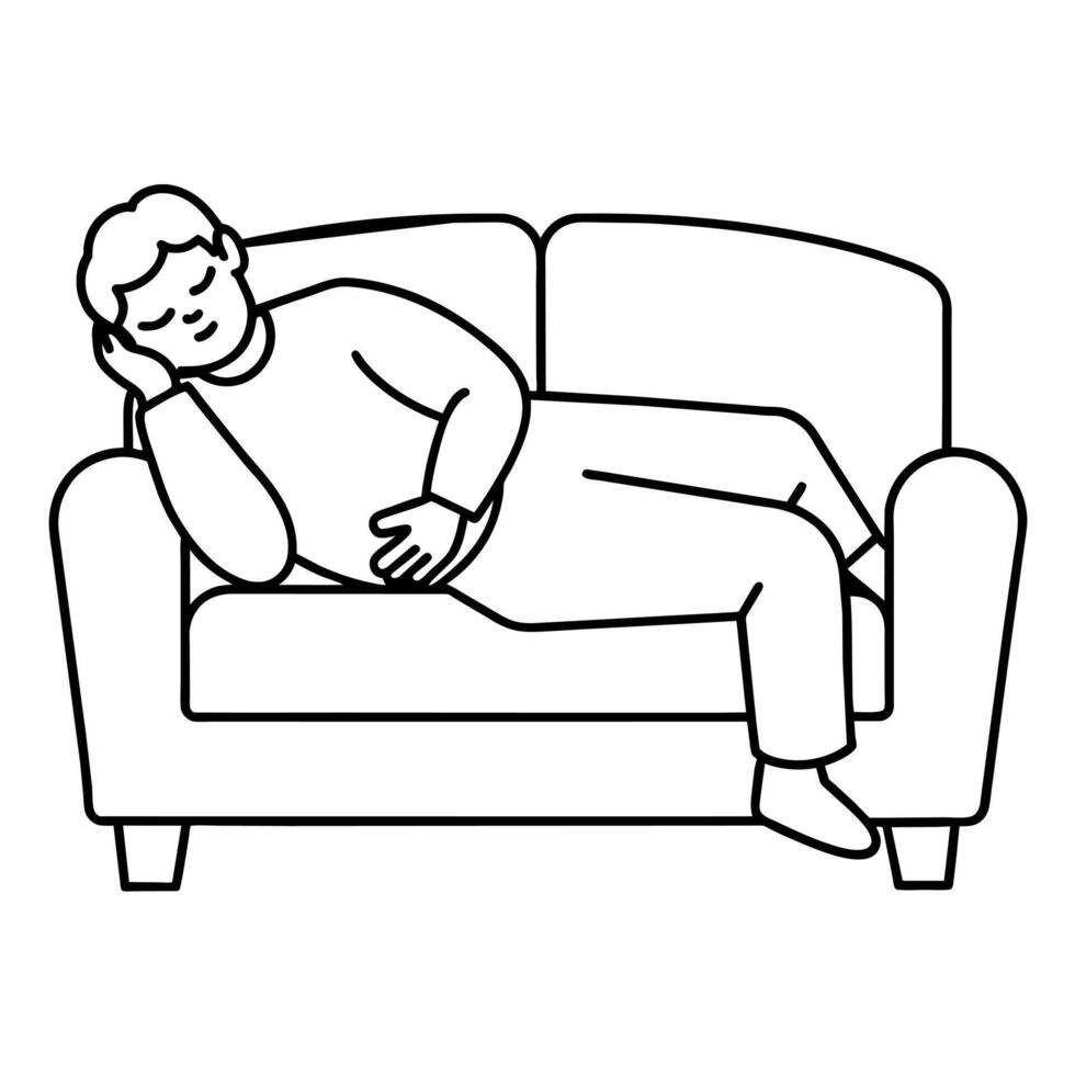 A man sleeping on sofa illustration vector