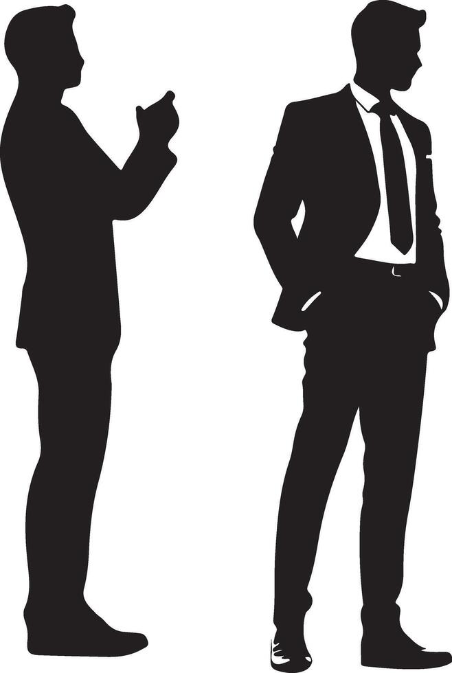 Business man standing pose silhouette vector