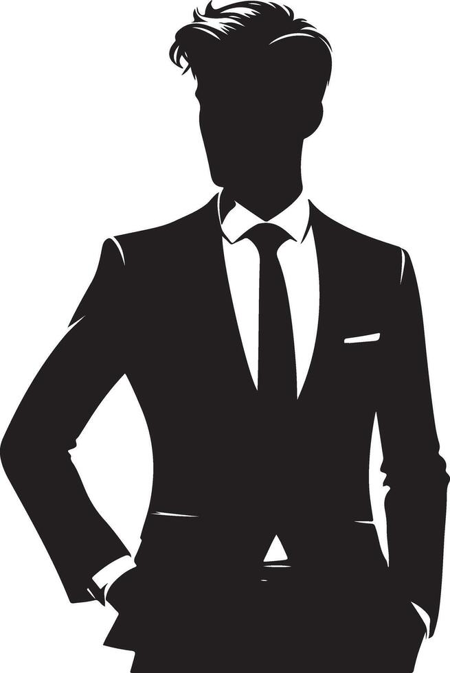 Business man standing pose silhouette vector