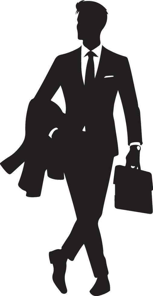 Business man standing pose silhouette vector