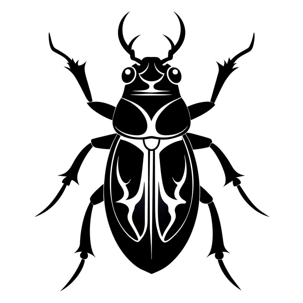 beetle insect black color silhouette vector