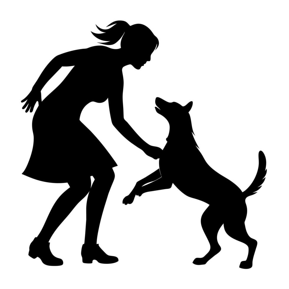 un mujer con perro ilustración vector