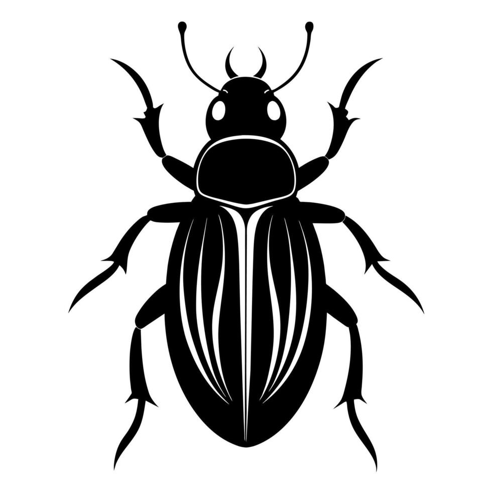 beetle insect black color silhouette vector