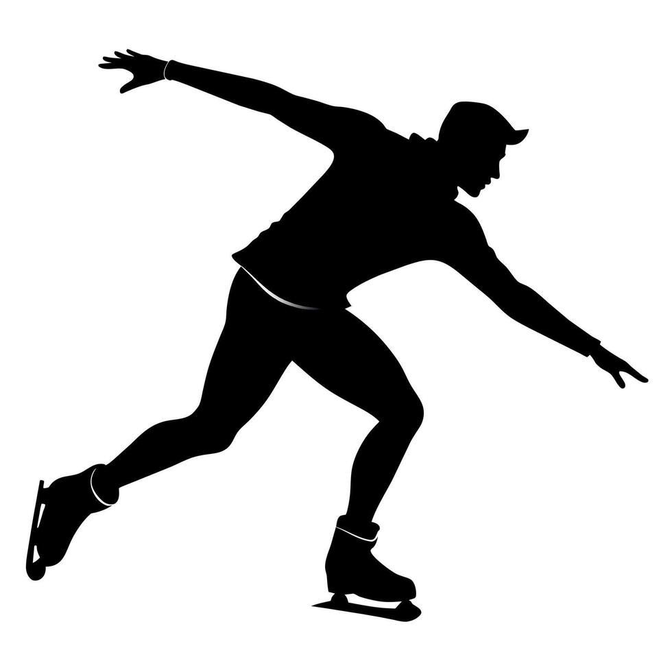 un hombre Patinaje negro color silueta vector