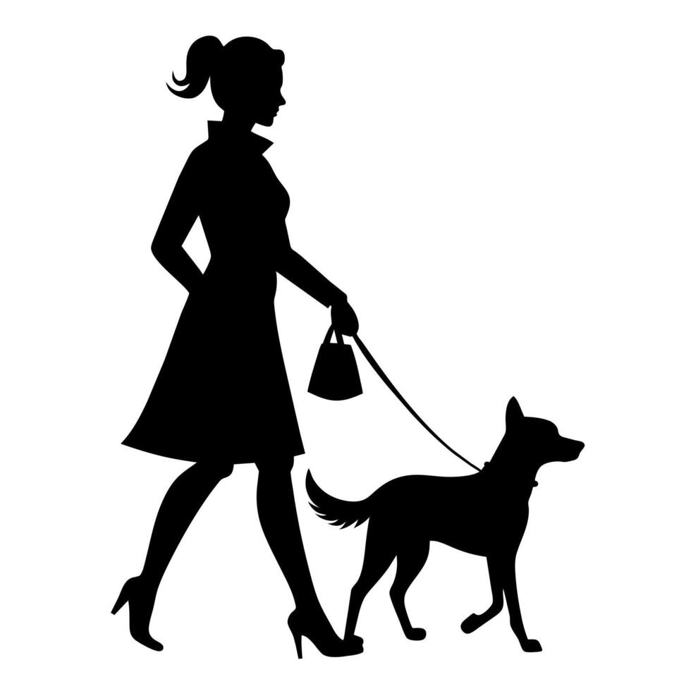 un mujer con perro ilustración vector