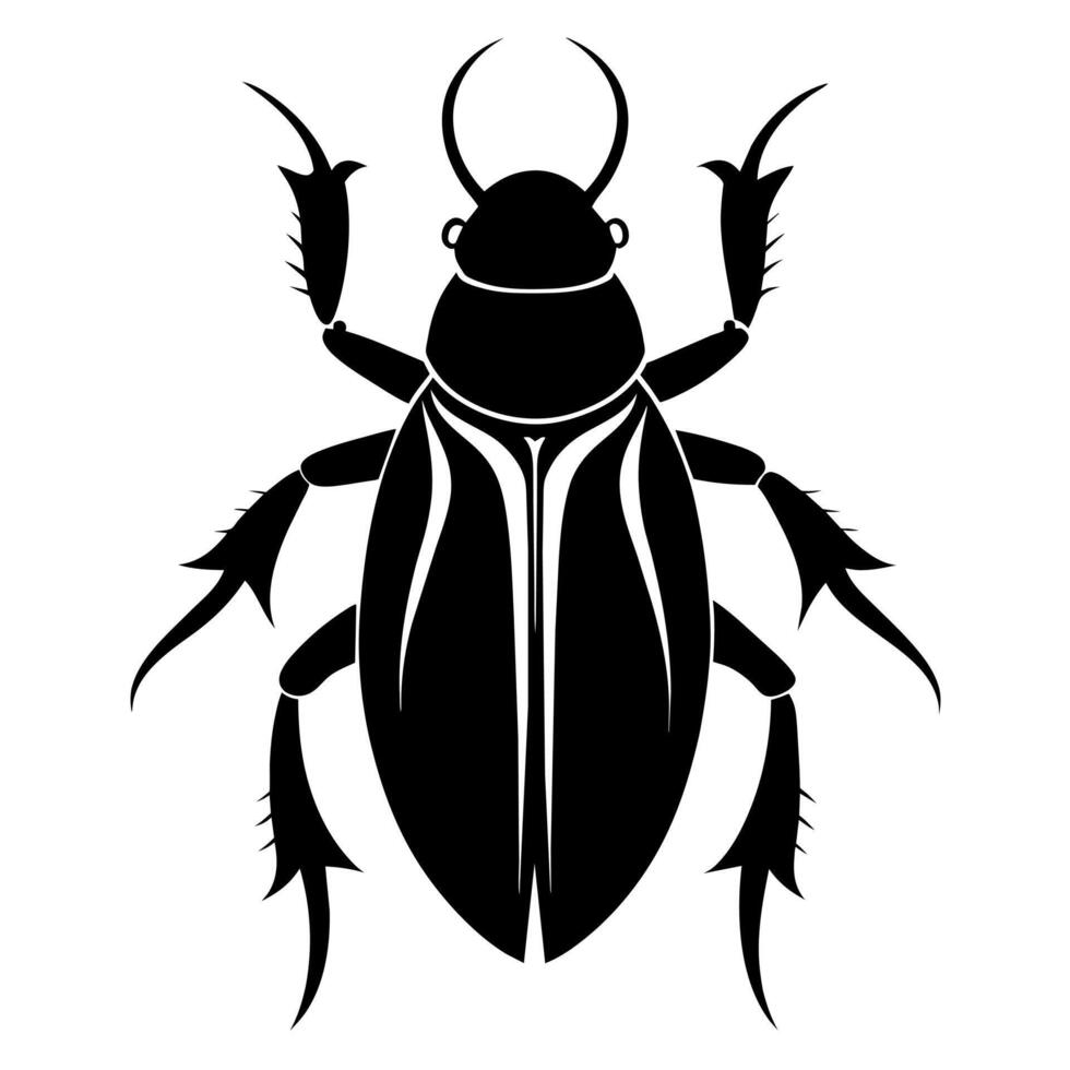 beetle insect black color silhouette vector