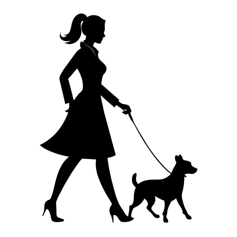 A Woman with dog illustration vector