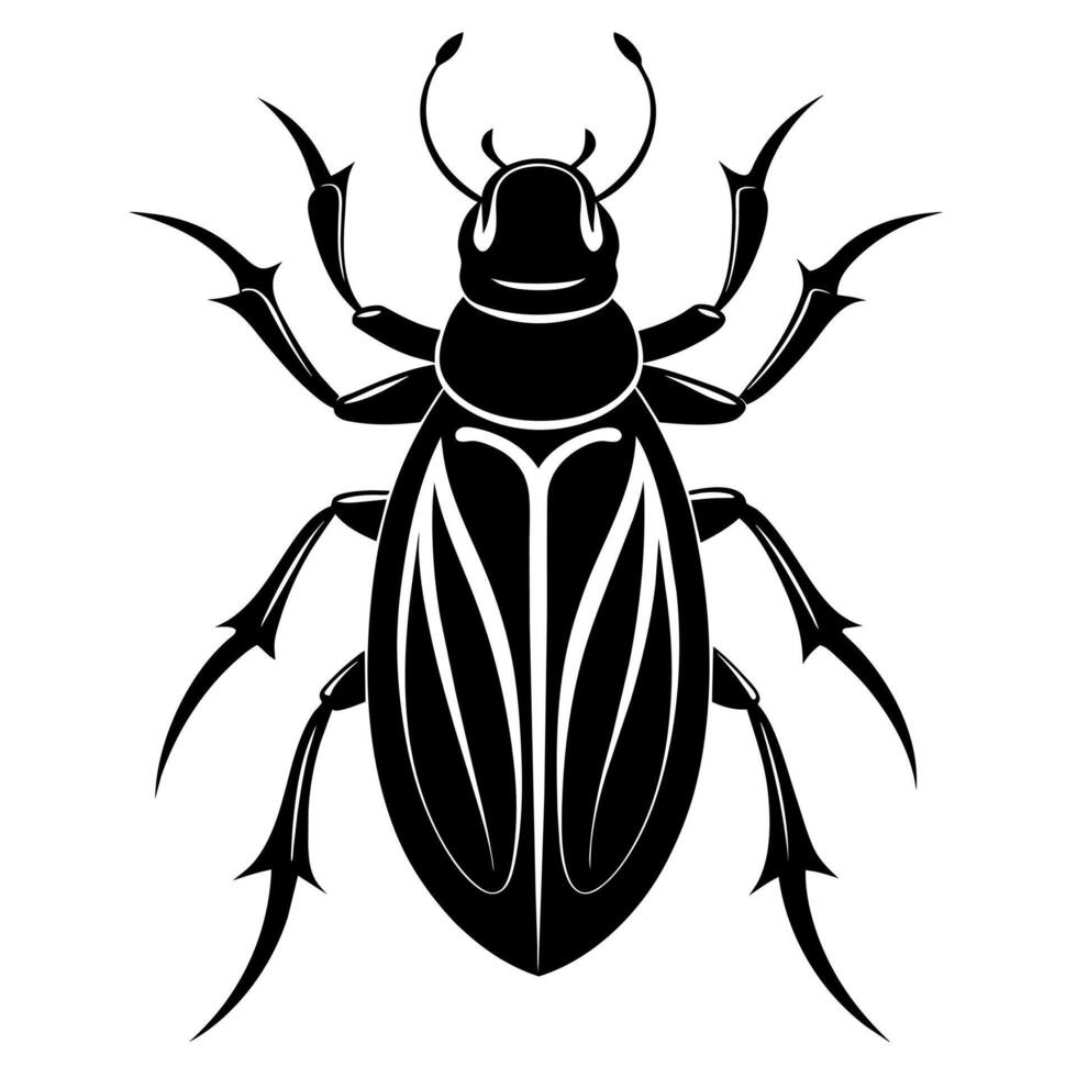 escarabajo insecto negro color silueta vector