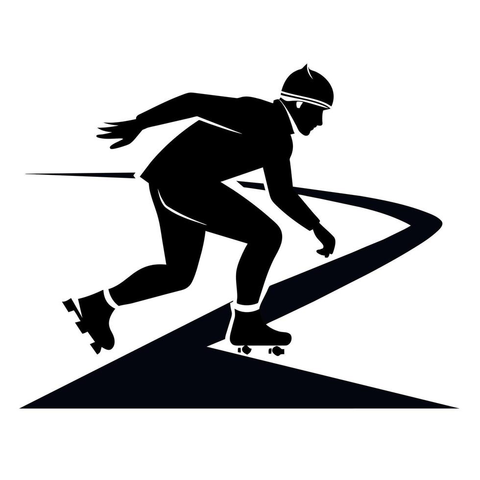 a man skating black color silhouette vector