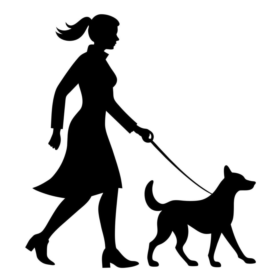 un mujer con perro ilustración vector