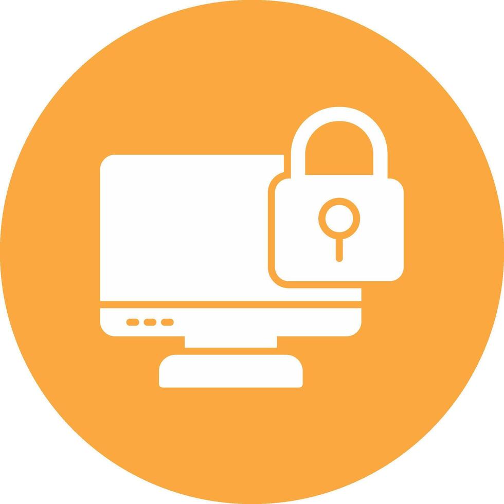 Locked Computer Glyph Multi Circle Icon vector