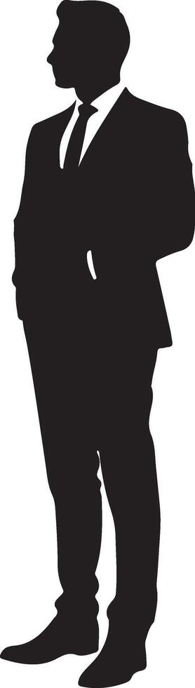 Business man standing pose silhouette vector