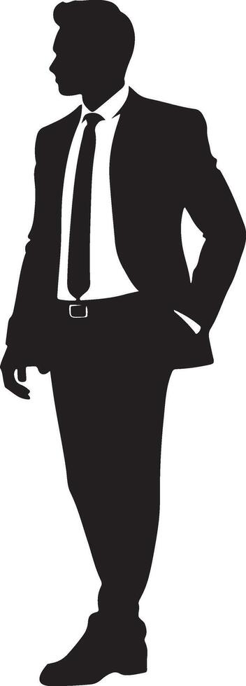 Business man standing pose silhouette vector