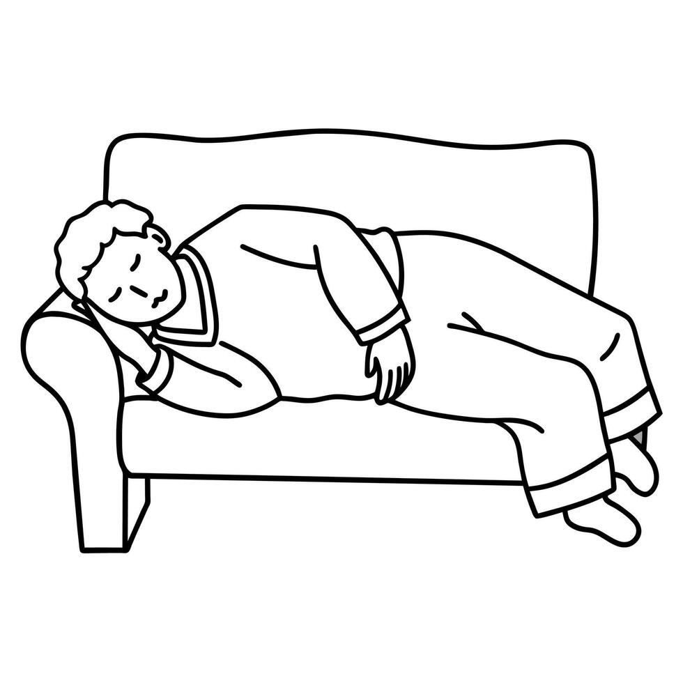 A man sleeping on sofa illustration vector