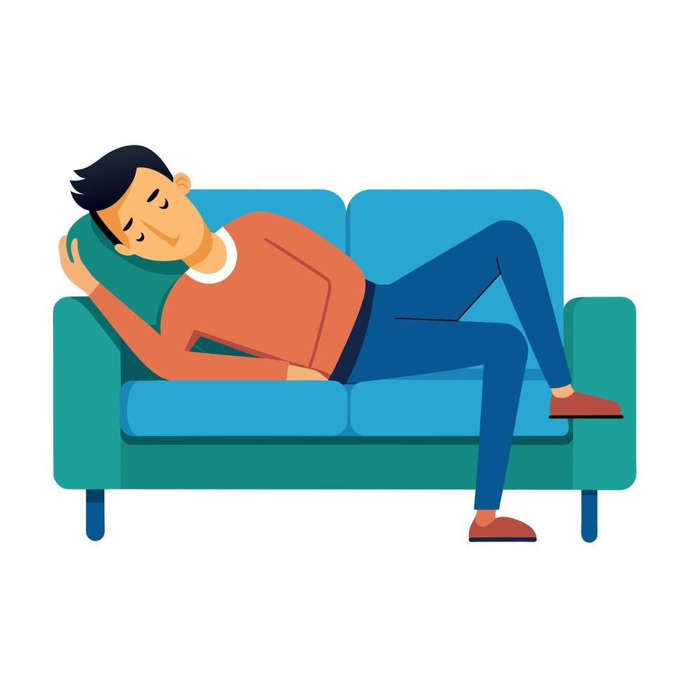 A man sleeping on sofa illustration vector