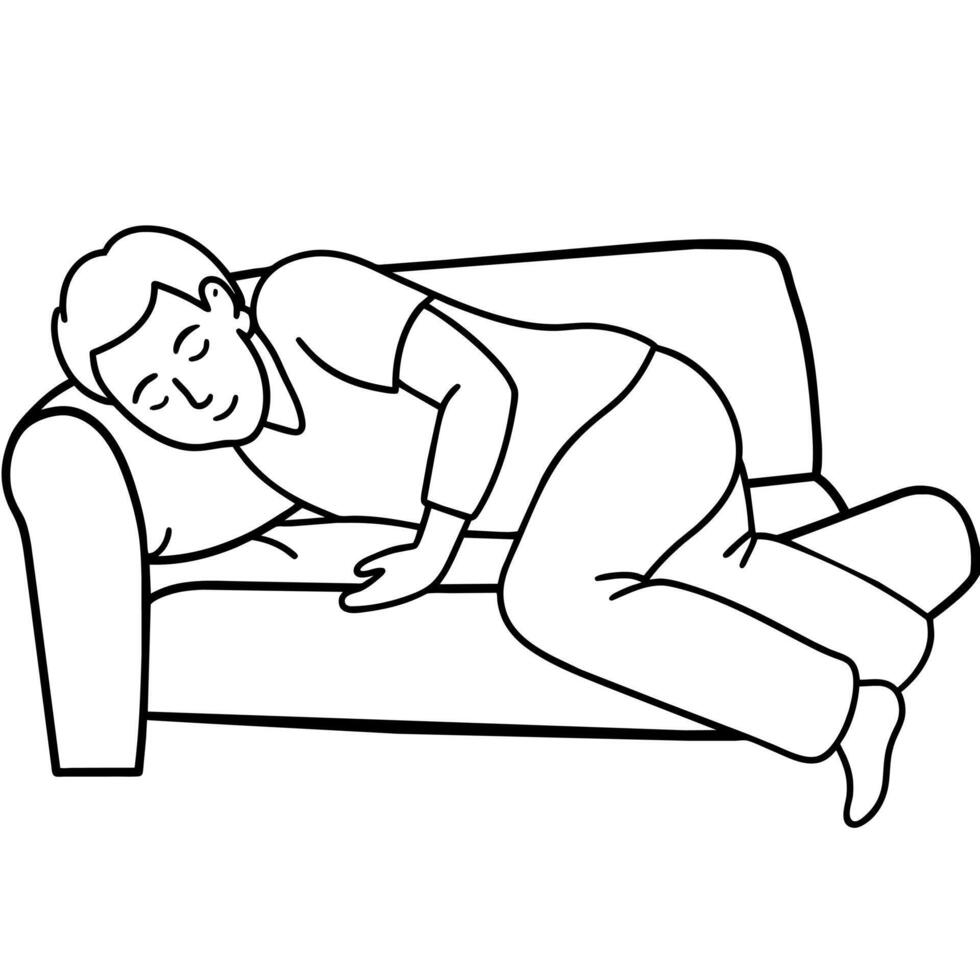 A man sleeping on sofa illustration vector