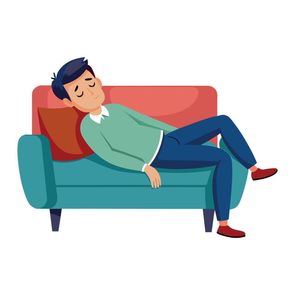 A man sleeping on sofa illustration vector