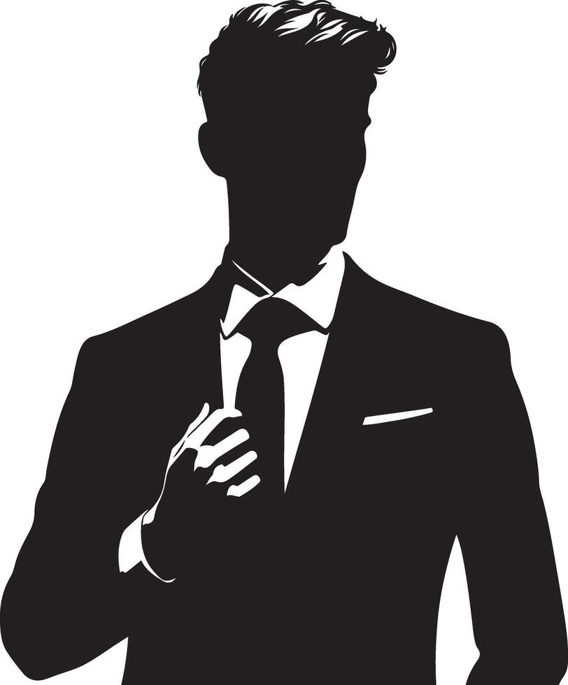 Business man standing pose silhouette vector