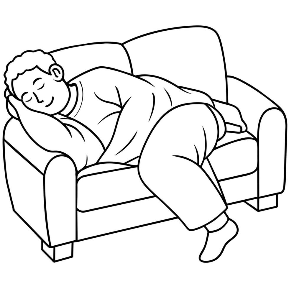 A man sleeping on sofa illustration vector