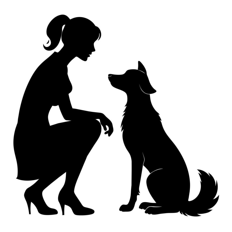 A Woman with dog illustration vector
