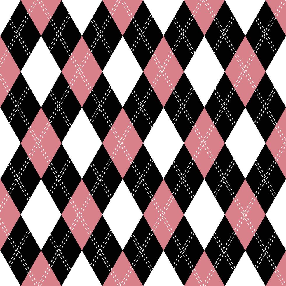 A plaid seamless pattern sweater vest pink and black color stripes white background, vecgtor illustration vector