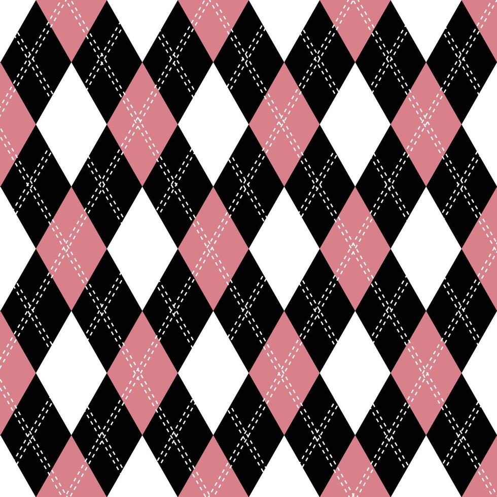 A plaid seamless pattern sweater vest pink and black color stripes white background, vecgtor illustration vector