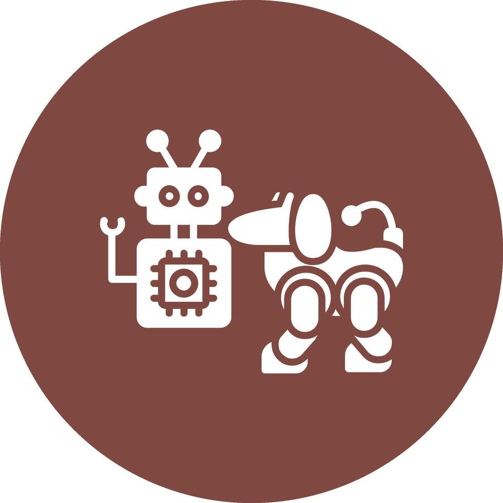 Robot Glyph Multi Circle Icon vector