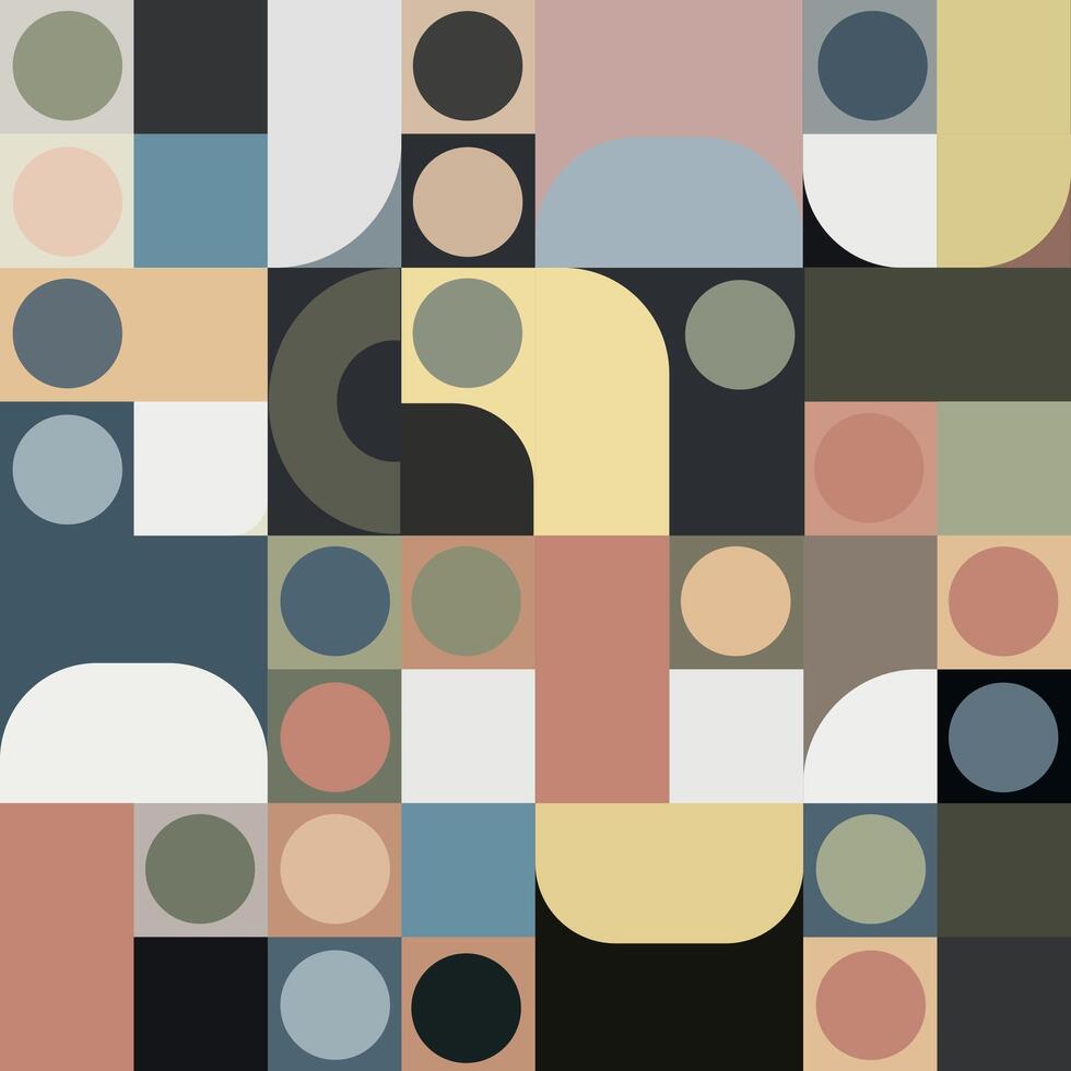 Seamless pattern with circles and squares in retro style vector