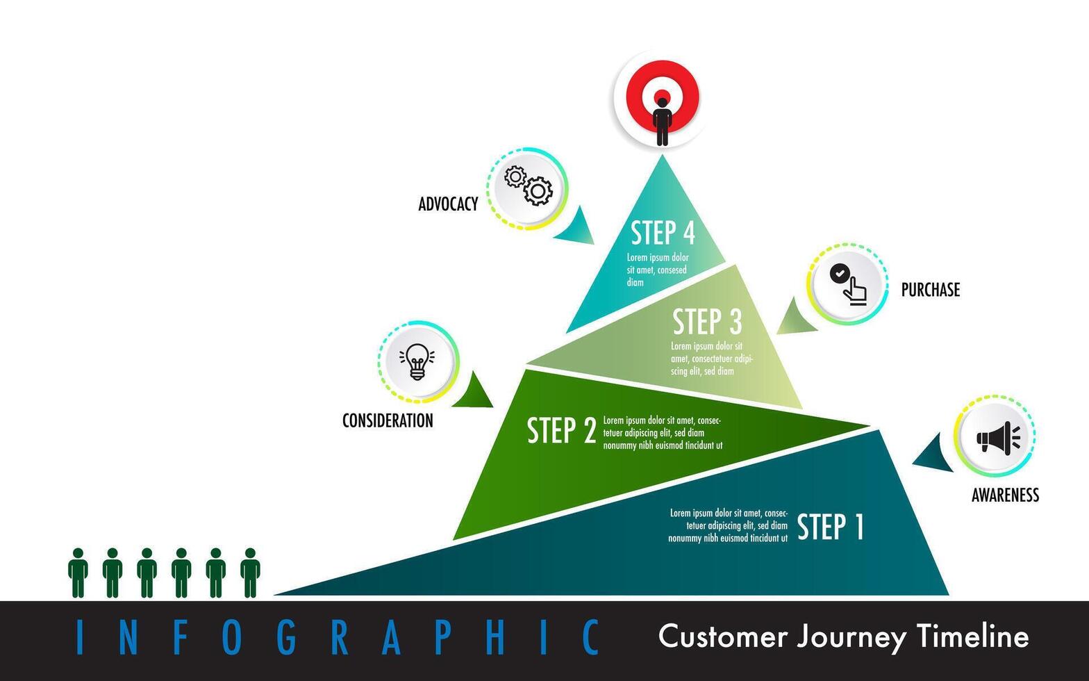 personalizado viaje paso montaña infografía modelo digital márketing vector