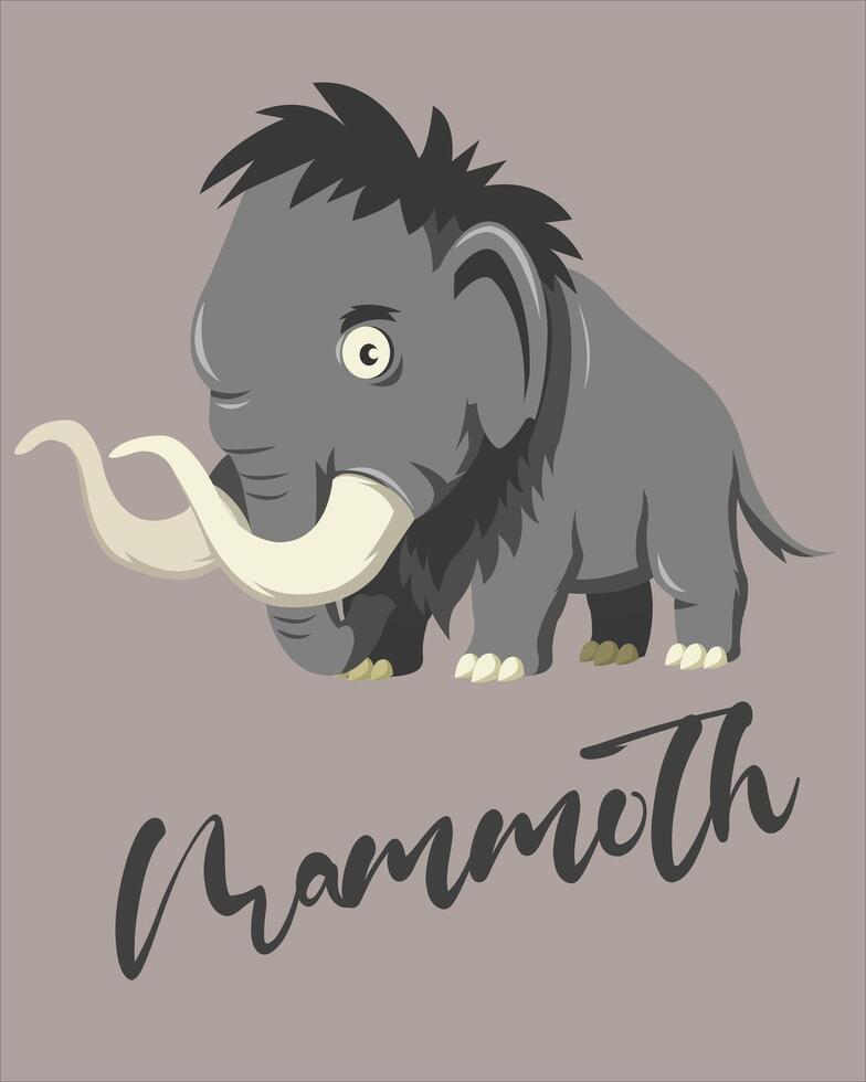 Cartoon ancient animal mammoth. Illustration of an extinct woolly mammoth vector