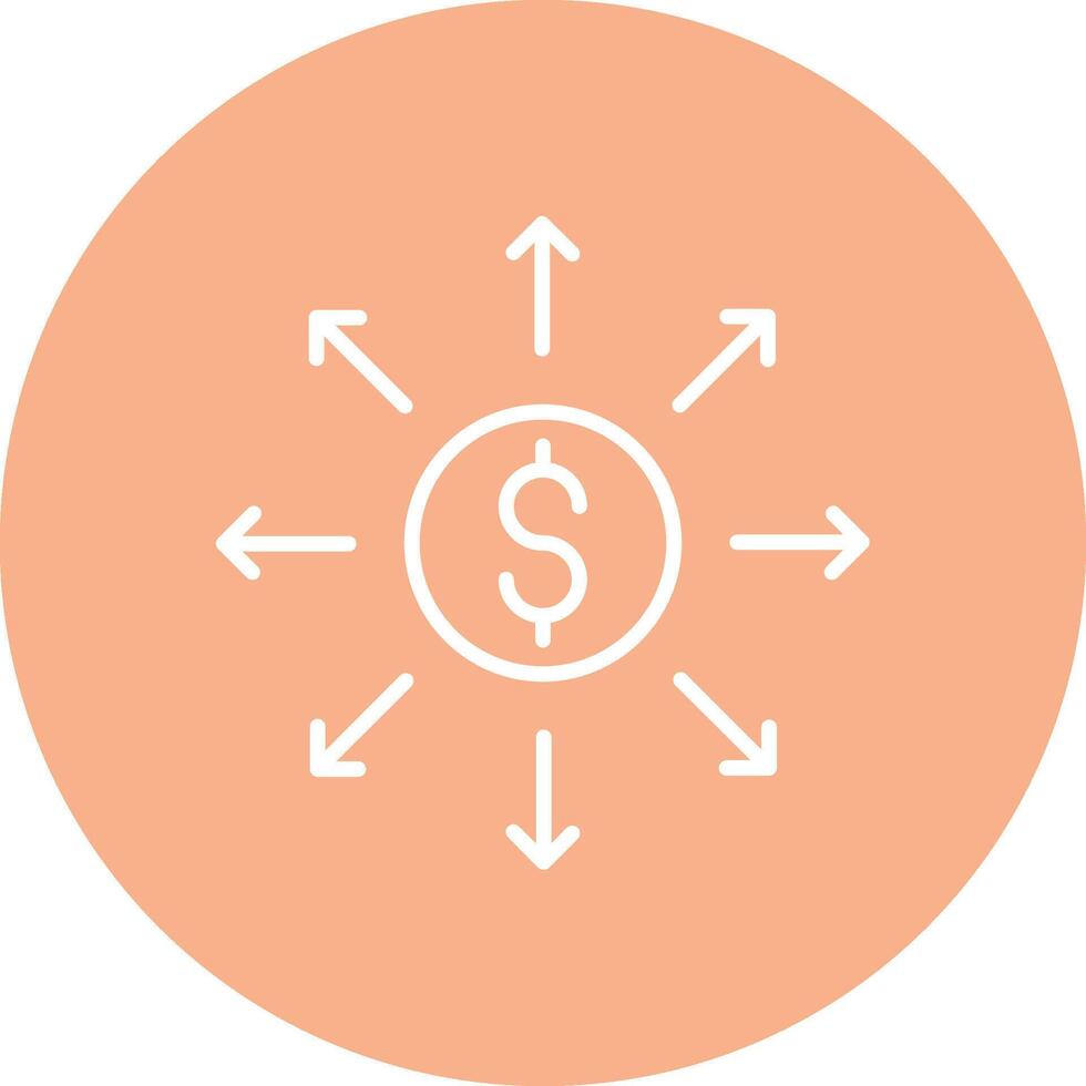 Dollar Network Line Multi Circle Icon vector