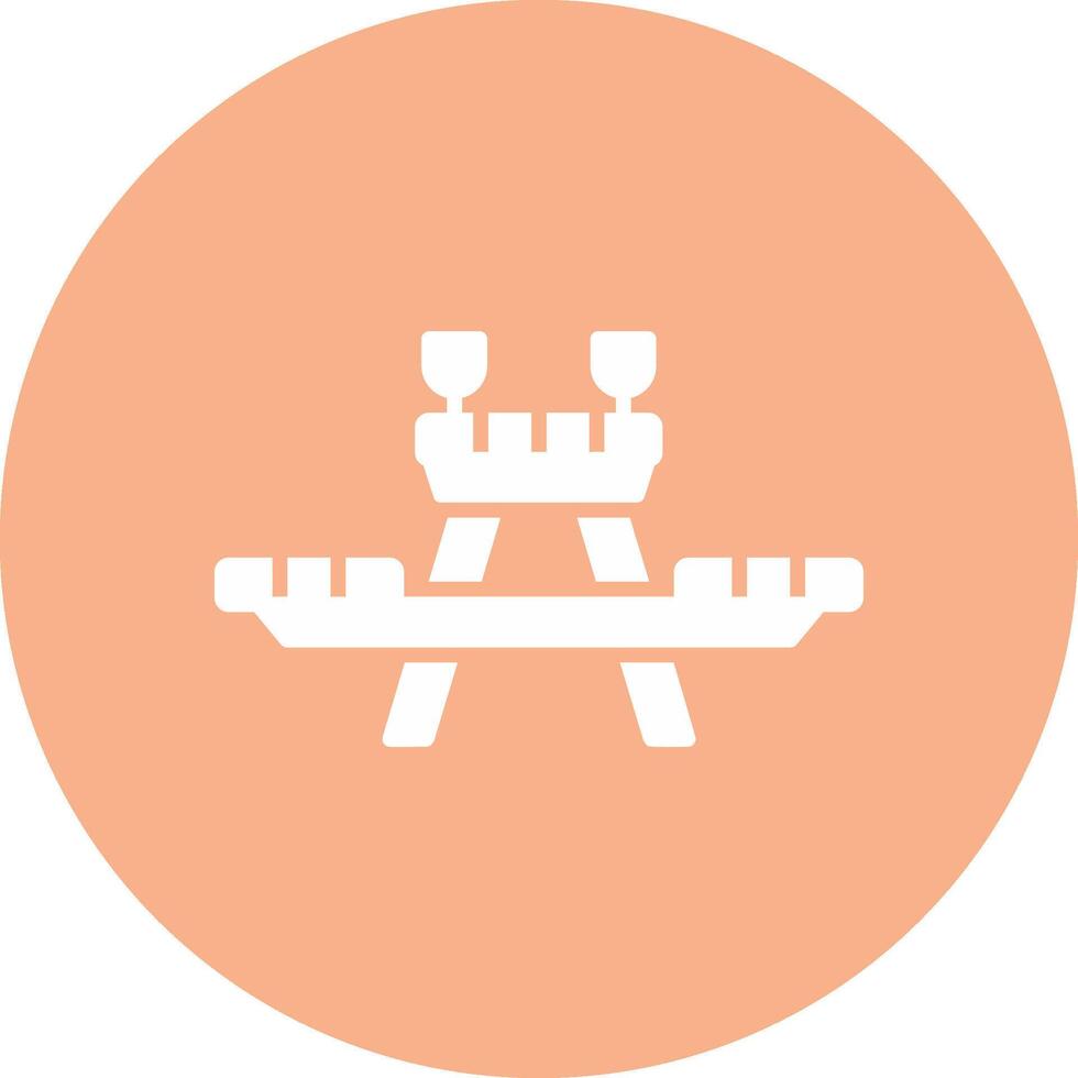 Picnic Table Glyph Multi Circle Icon vector