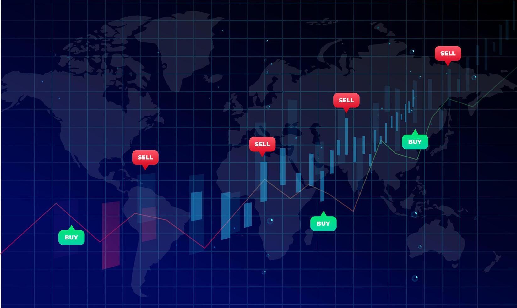 Buy and sell trend forex trading background vector