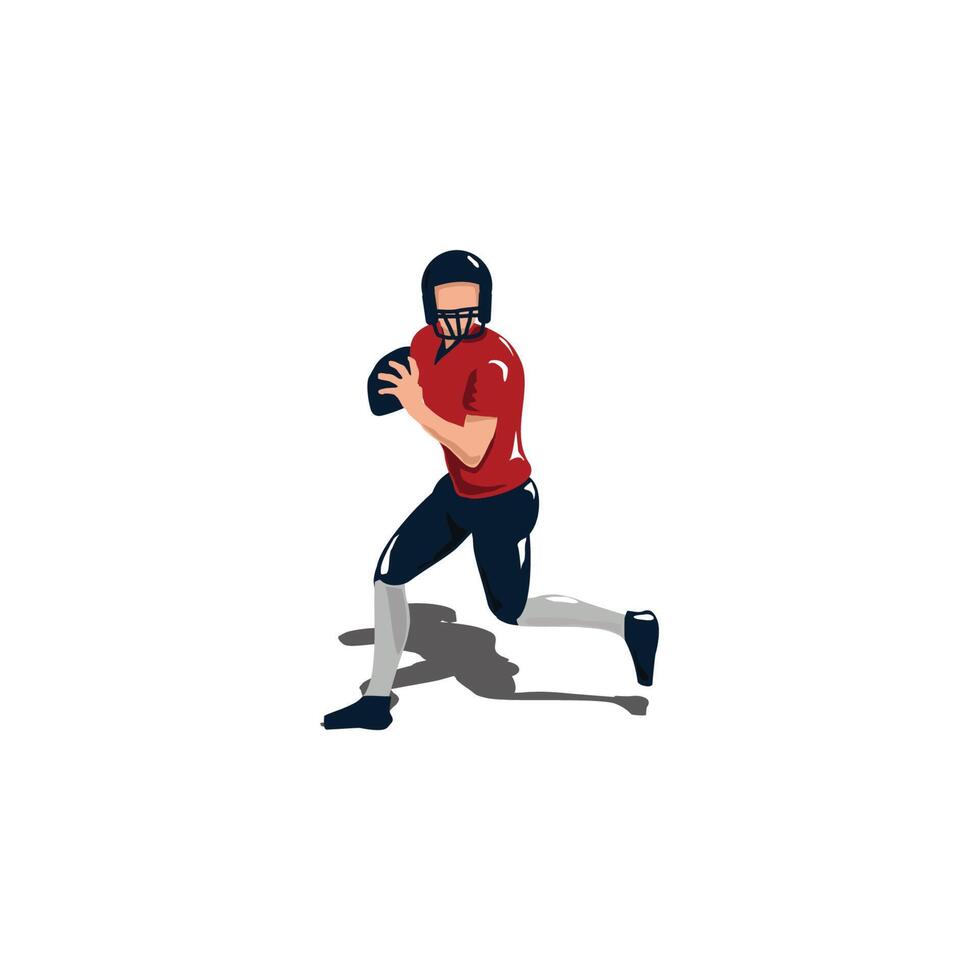 fútbol americano jugador corriendo con el pelota ilustraciones - plano dibujos animados estilo vector