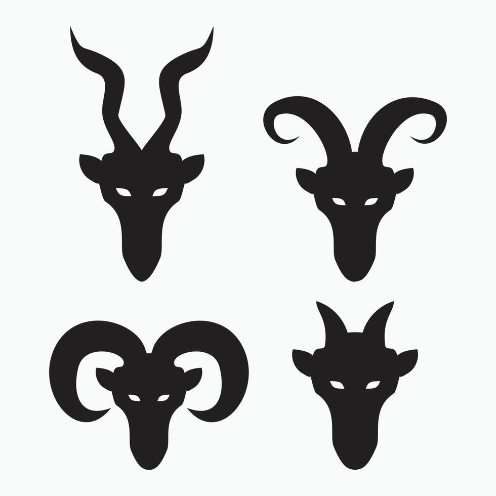 face of sheep, goat, billy goat, angora goat set - mammal, animal icon vector